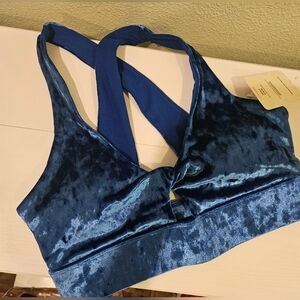 NWT Fabletics Blue Velvet Sports Bra Small